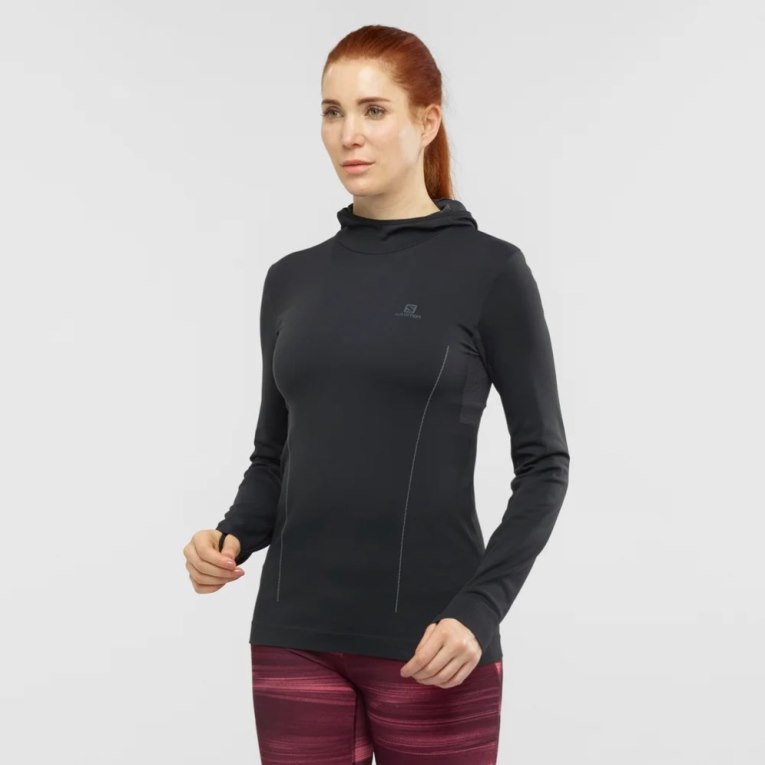 Black Salomon Essential Seamless Women\'s Sweatshirt | PH 98703M